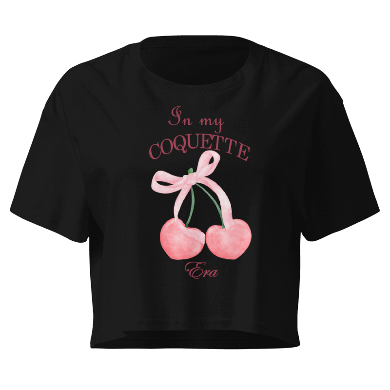 In My Coquette Era Baby Tee – Cherry Bow Graphic Cropped T-Shirt