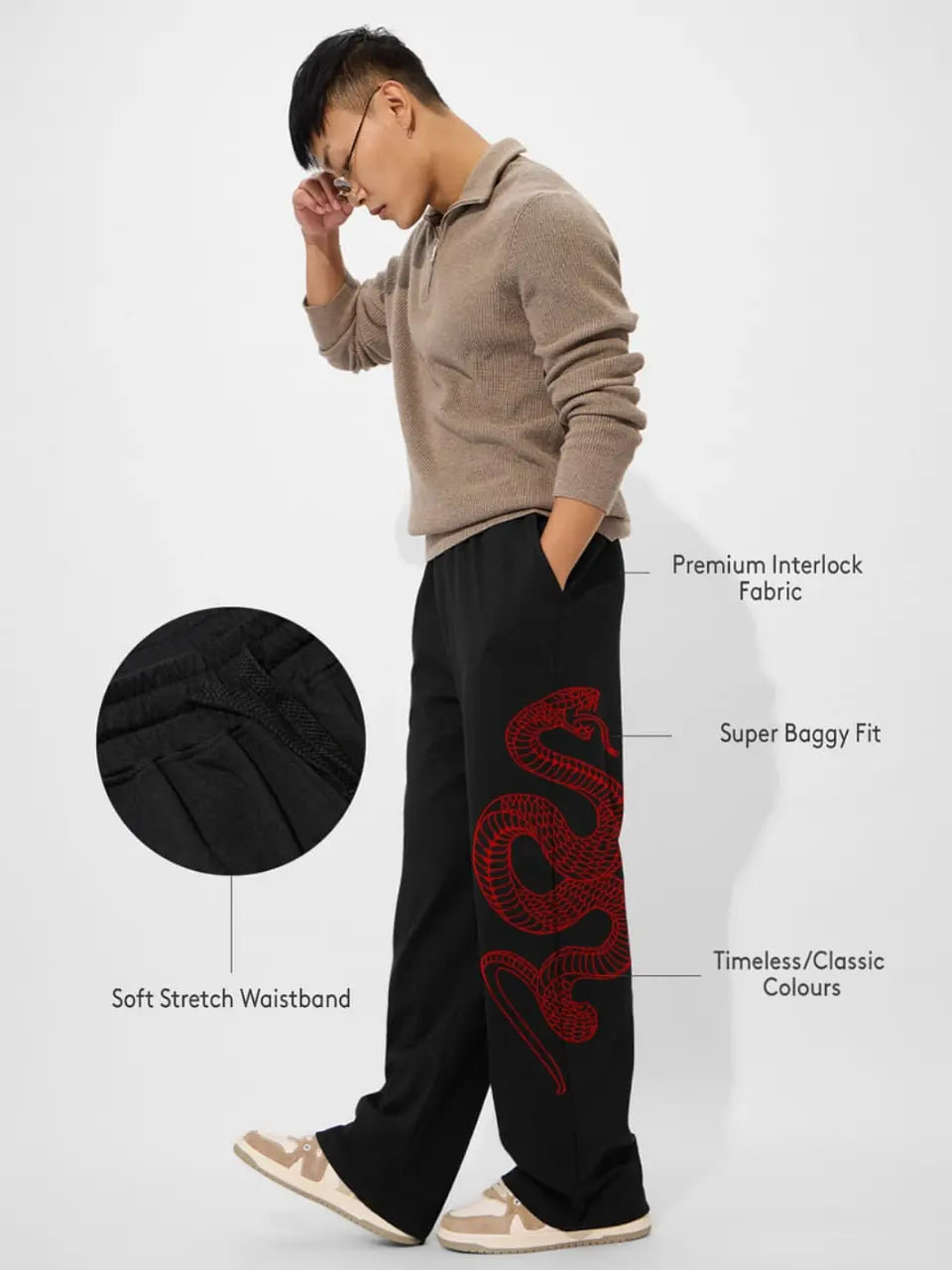 Black Snake Baggy Pants – Oversized Streetwear