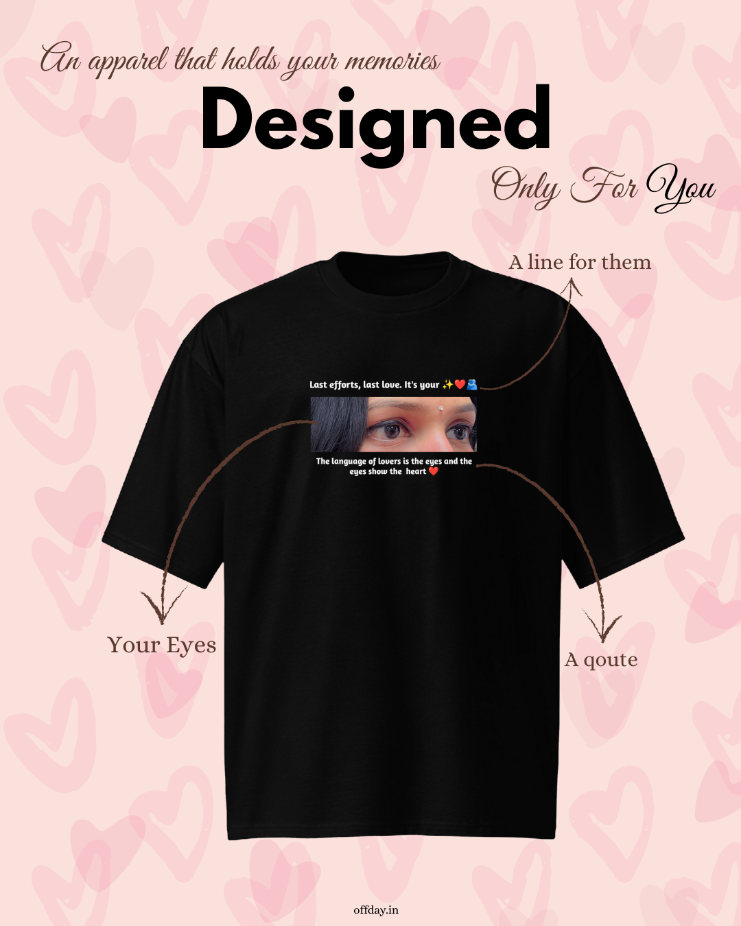 Custom Eyes Photo T-Shirt | Personalized Quote Memory Streetwear Tee
