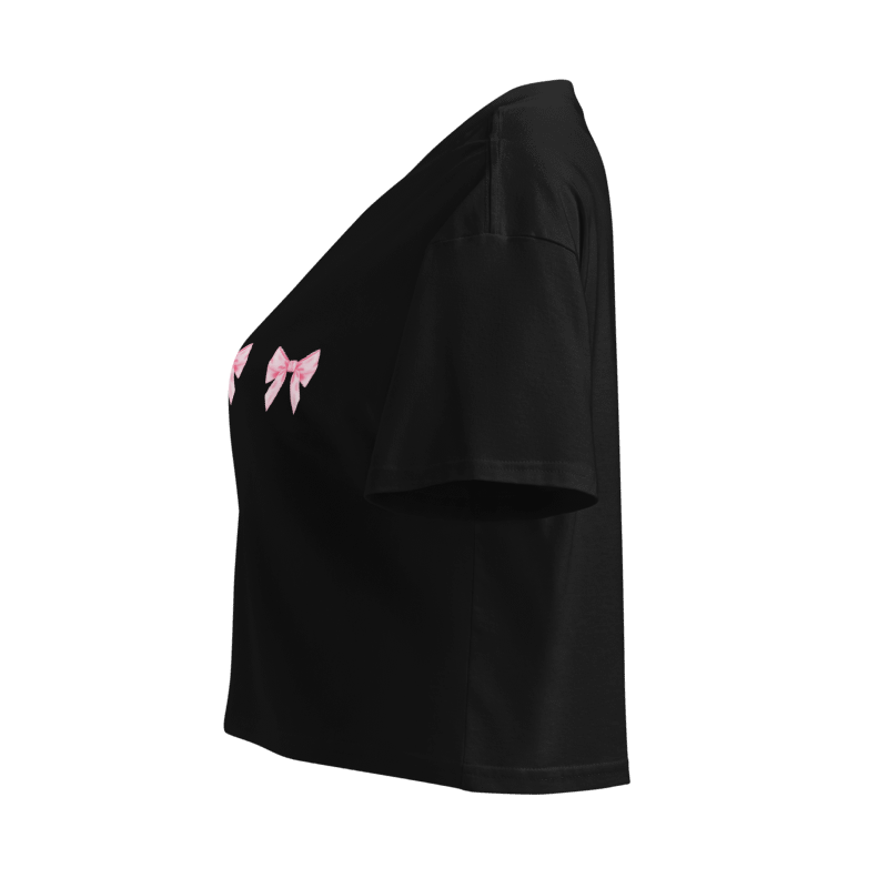 Pink Bow Trio Women's Crop Top | Coquette Aesthetic Graphic Tee