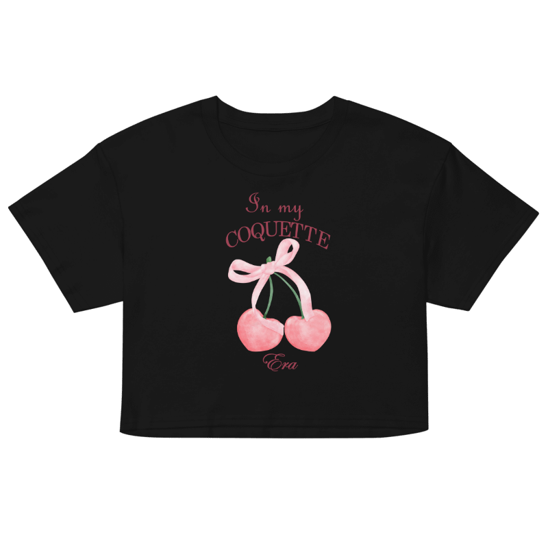 In My Coquette Era Baby Tee – Cherry Bow Graphic Cropped T-Shirt