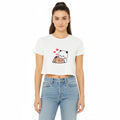 Cute Panda Hug Graphic Crop Top T-Shirt for Women | Kawaii Cartoon Tee