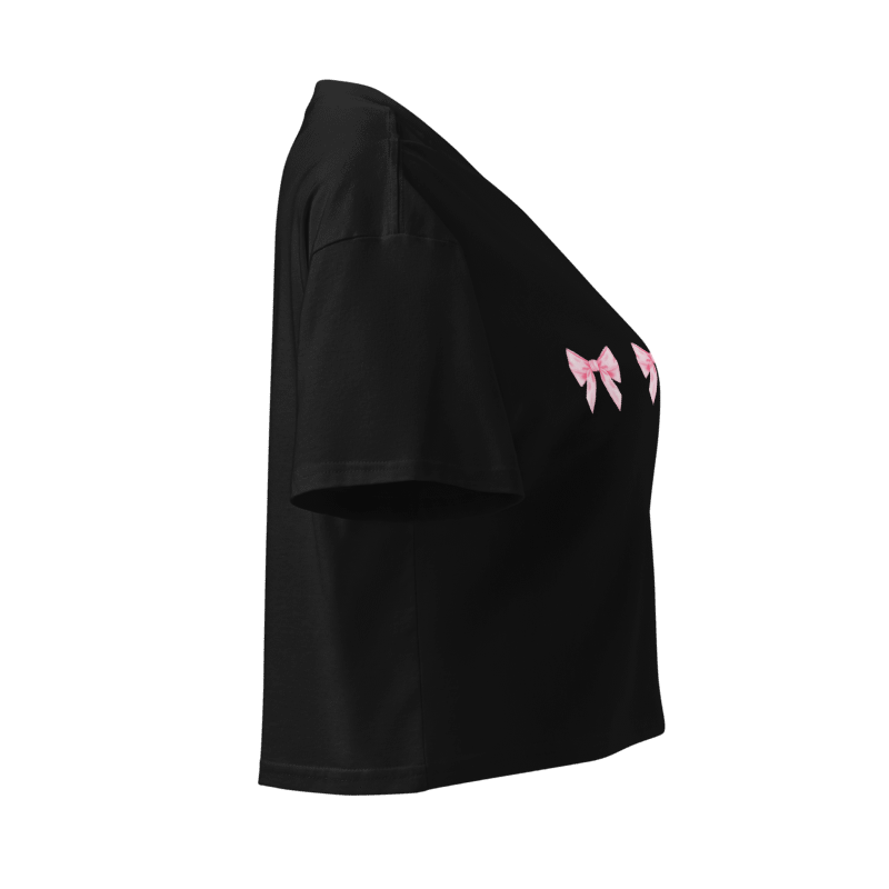 Pink Bow Trio Women's Crop Top | Coquette Aesthetic Graphic Tee