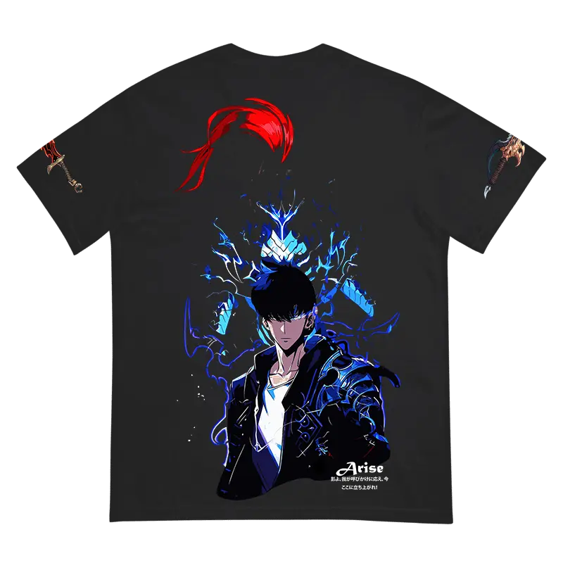 Arise Oversized Black T-Shirt – Solo Leveling Anime Graphic