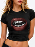 Midnight Kiss Baby Tee – Graphic Fitted Crop Top