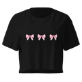 Pink Bow Trio Women's Crop Top | Coquette Aesthetic Graphic Tee