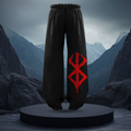 Black Oversized Baggy Pants – Red Rune Print