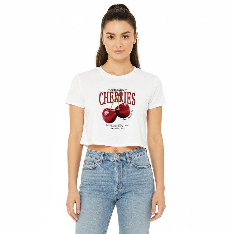 Cherries Graphic Women's Crop Top T-Shirt | Vintage Fruit Aesthetic Tee