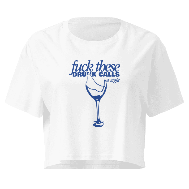 Funny Wine Lover Women's Crop Top | Drunk Calls Graphic Tee