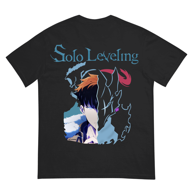 Solo Leveling Oversized Black T-Shirt – Anime Graphic Print