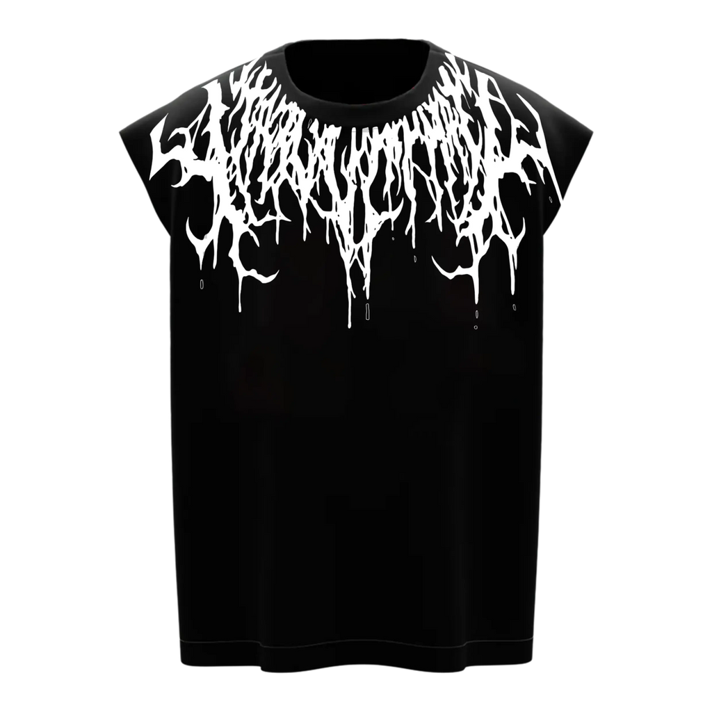 Oversized Black Gym Vest – Drip Design | Premium Cotton Sleeveless